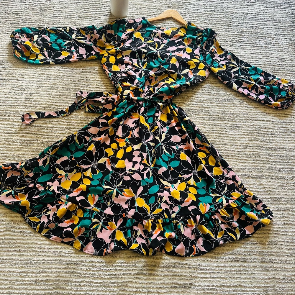 Bar III  Floral Casual Dress - Black, Pink, Yellow, Green